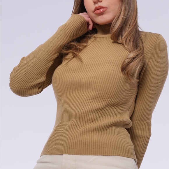 Minark Women’s Knit Ribbed Top Mock Neck Long Sleeves - Picture 2 of 4